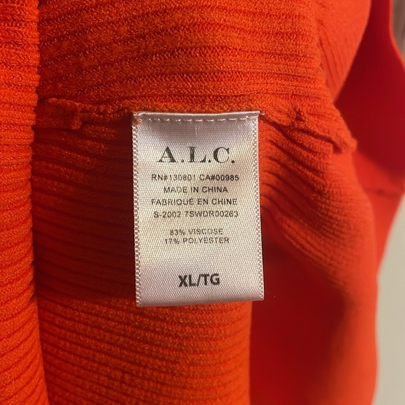 A.L.C Vance Dress Women’s Size XL Mini Ribbed Knit Tangerine Orange - Picture 10 of 11